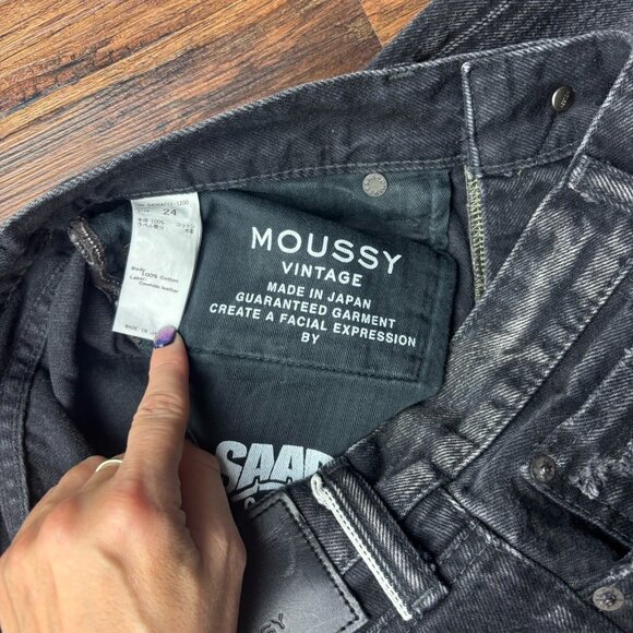 Moussy Vintage Straight Jeans Distressed Faded Black Button Fly Women’s Size 24 - Picture 7 of 12